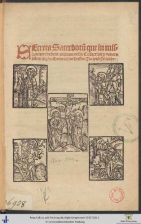 Secreta Sacerdotum que in missa teneri debent. multum vtilia. Collectum [per] venerabilem magistrum Heinricum de Hassia