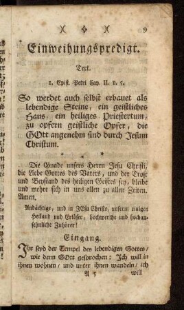 Einweihungspredigt.