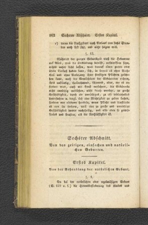 Sechster Abschnitt. Von den ... natürlichen Geburten.