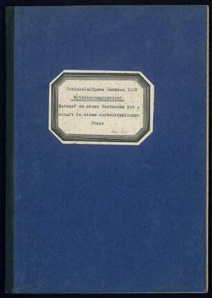 Deutsche Botschaft in einem nordeuropäischen Staat Schinkelwettbewerb 1939: Berechnungen, Erläuterungsbericht