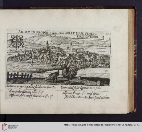 A72. Mergentheim, "Audax in proprio gallus solet esse fimeto"