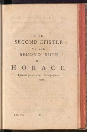 The Second Epistle of the Second Book Of Horace
