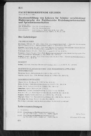 II.4 Fachübergreifende Studien