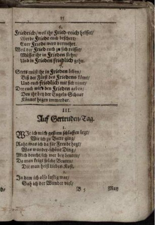 III. Auf Gertruden-Tag