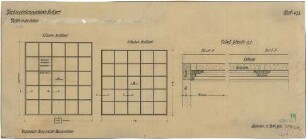Fischer, Theodor; Stuttgart; Kunstausstellungsgebäude - Decken in der Laube West - u. Nordflügel (Ansichten, Schnitt)