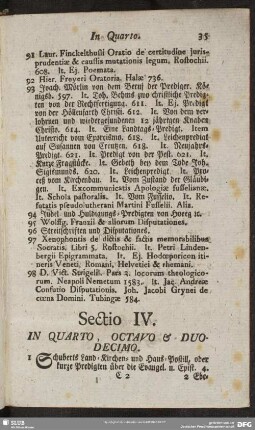 Sectio IV. In Quarto, Octavo & Duodecimo