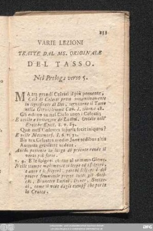 Varie Lezione Tratte Dal MS. Originale Del Tasso.