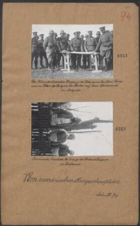 Der Führer der türkischen Truppe in der Dobrudscha Exz. Hilmi Pascha und der Führer der Bulgaren. Exz. Toschew auf ihrem Gefechtsstande von Medgidia