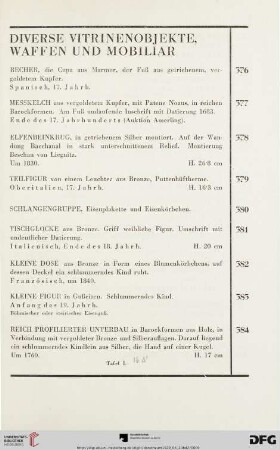 Diverse Vitrinenobjekte, Waffen und Mobiliar (Nr. 376-436)