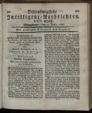 XXIV. Stück. Sonnabends: den 11. Junii, 1785.