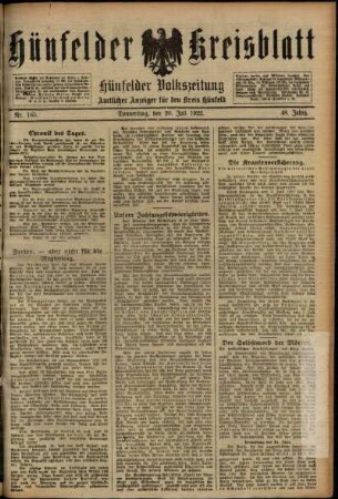 Ausgabe vom Donnerstag, den 20. Juli 1922.