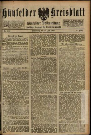 Ausgabe vom Donnerstag, den 20. Juli 1922.
