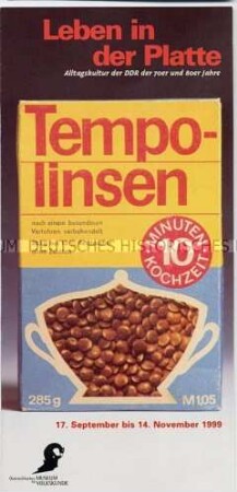 Werbeprospekt für eine Ausstellung zur Alltagskultur in der DDR der 70er und 80er Jahre in Wien