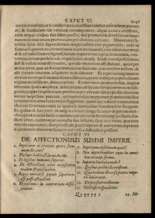 Caput VI. De Affectionibus Summi Imperii.