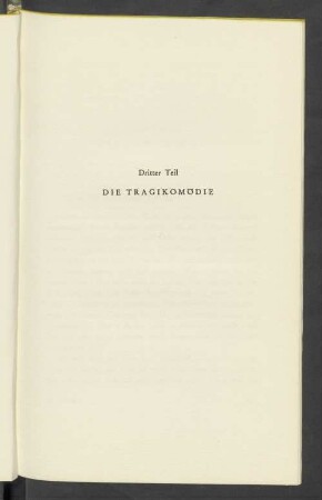Dritter Teil. Die Tragikomödie