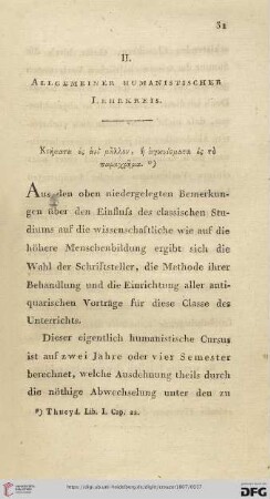 II. Allgemeiner Humanistischer Lehrkreis