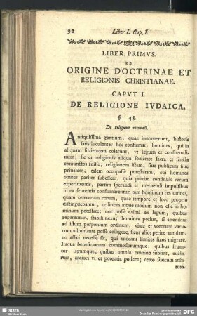 Liber Primus. De Origine Doctrinae Et Religionis Christianae