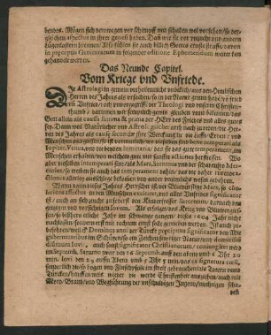 Das Neunde Capitel. Vom Kriege und Unfriede.