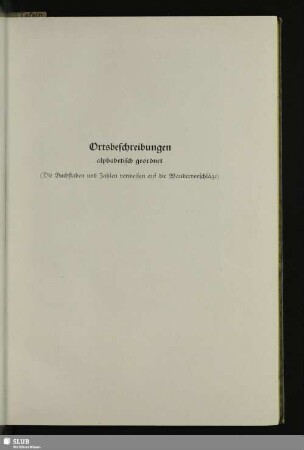 Ortsbeschreibungen alphabetisch geordnet