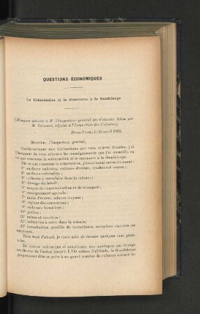 La colonisation et le commerce à la Guadeloupe.