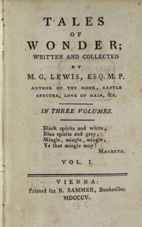 Tales of wonder : in three volumes, 1