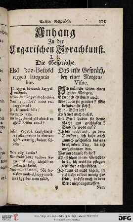 Anhang zu der ungarischen Sprachkunst. I. Die Gespräche