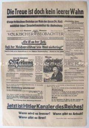 Sonderdruck zur Reichstagswahl 1933 mit Bezug auf die Wahlversprechungen Hitlers vor der Regierungsübernahme