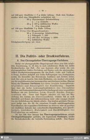 II. Die Positiv- oder Druckverfahren