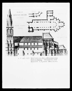 Grundriss und Aufriss der ehemaligen Klosterkirche von Montier-en-Der