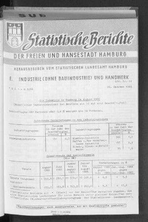 Die Industrie in Hamburg im August 1966 : Lfd. Nr. 24