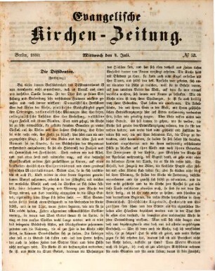Evangelische Kirchen-Zeitung : Organ der Evangelisch-Lutherischen innerhalb der Preußischen Landeskirche, (Bekenntnistreue Gruppe). 67. 1860
