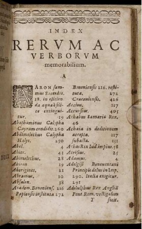Index Rerum Ac Verborum memorabilium