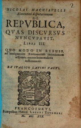 Disputationum de Republica ... Libri 3