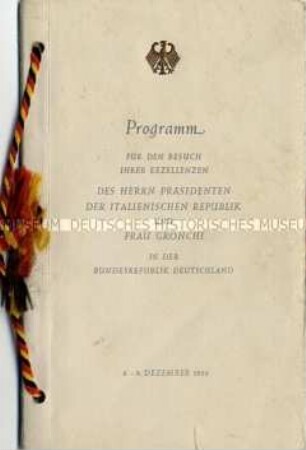 Programmheft zum Staatsbesuch des Präsidenten der Italienischen Republik in der Bundesrepublik Deutschland