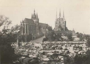 Erfurt. Dom und Sankt Severi mit Markttreiben