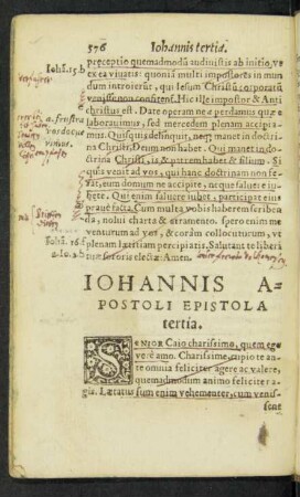 Iohannis Apostoli Epistola tertia.