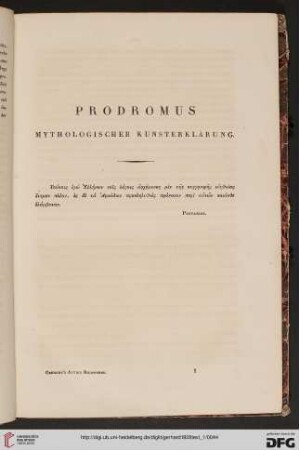 Prodromus mythologischer Kunsterklärung