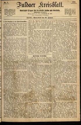 Erste Ausgabe vom Samstag, den 20. Januar 1883.