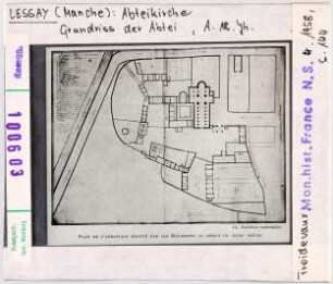 Lessay: Ehemalige Abteikirche, Grundriss der Abtei Anfang 18. Jahrhundert