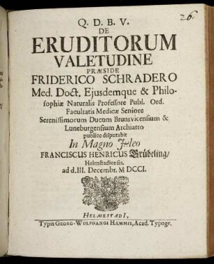 De Eruditorum Valetudine