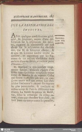 Sur La Respiration Des Insectes
