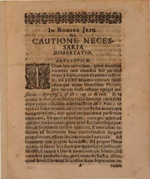 Diss. de cautione necessaria