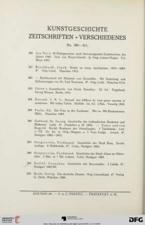 Kunstgeschichte, Zeitschriften, Verschiedenes (Nr. 380-411)