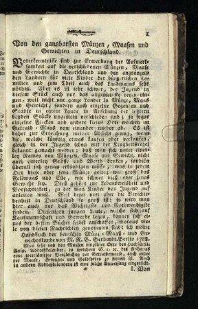 Von den gangbarsten Muenzen, Maasen und Gewichten in Deutschland