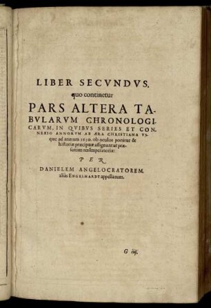 Liber Secundus, quo continentur Pars Altera Tabularum [...]