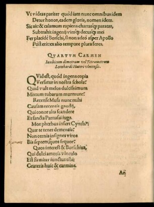 Quartum Carmen ...