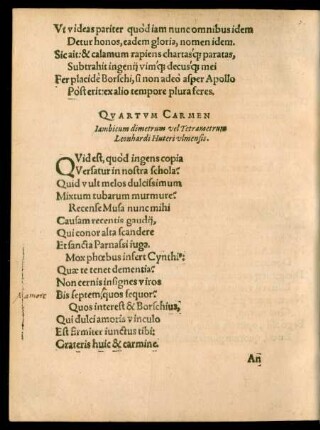 Quartum Carmen ...