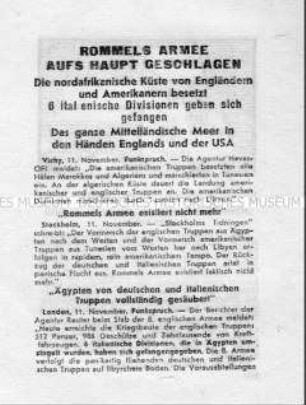 Abwurf-Flugblatt der Alliierten zur Zerschlagung der deutschen Truppen in Nordafrika