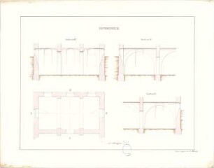 Thiersch, August ; Studienarbeiten - Kappengewölbe (Grundriss, Schnitte)
