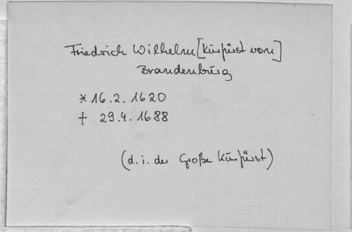 Friedrich Wilhelm, Brandenburg, Kurfürst